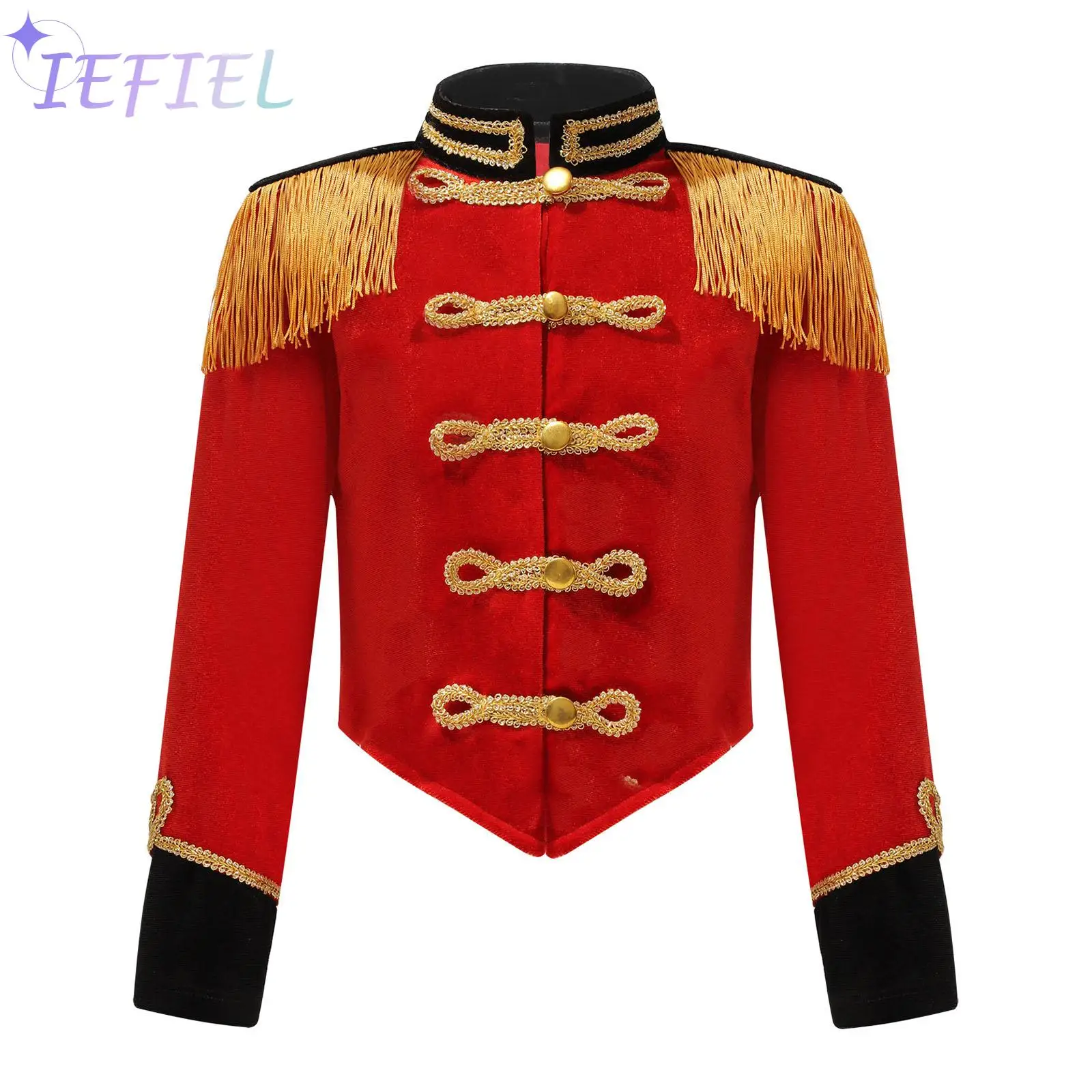 

Kids Girls Boys Drum Major Costume Marching Band Uniform Ringleader Drummer Halloween Cosplay Performance Prince Costume
