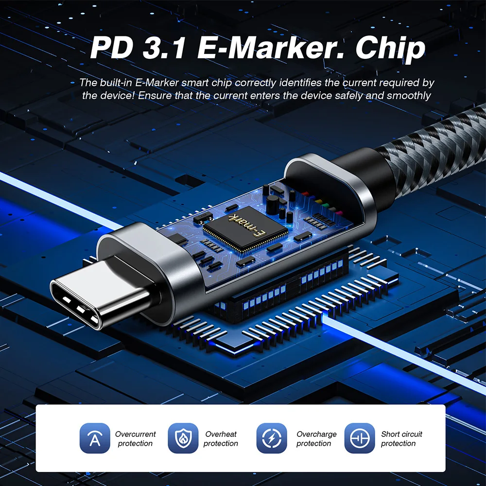 Кабель USB4 40 Гбит/с, 8K при 60 Гц, 4K при 120 Гц, видео, зарядка 240 Вт, совместимый с кабелем USB-C Thunderbolt 4/3 для MacBook Pro/Air Samsung