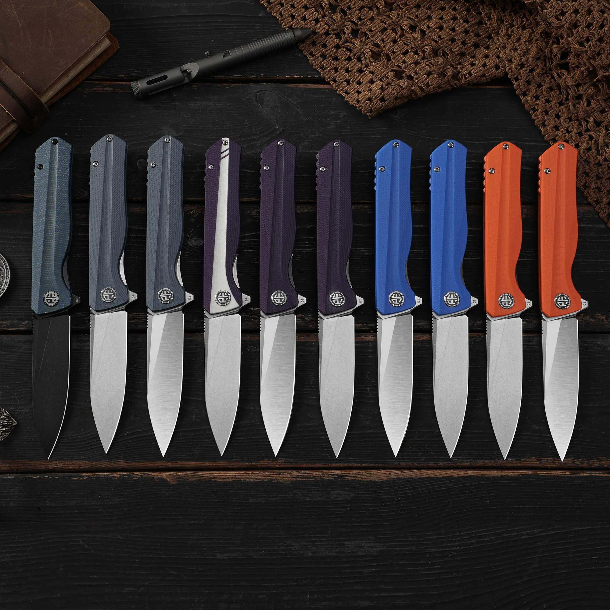 Petrified fish  D2 Steel  PF818 folding knives G10 handle  ball bearing outdoor hunting knife EDC pocket tool