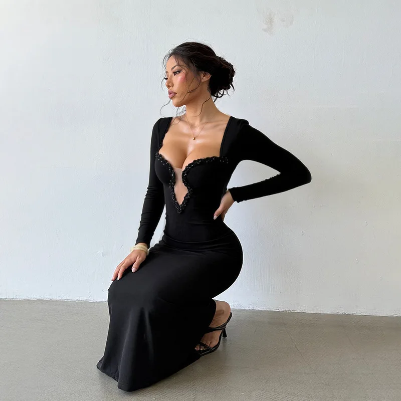 XY25339PFO Neues elegantes, glänzendes, figurbetontes, eng anliegendes Meerjungfrau-Party-Abendkleid, langes Kleid