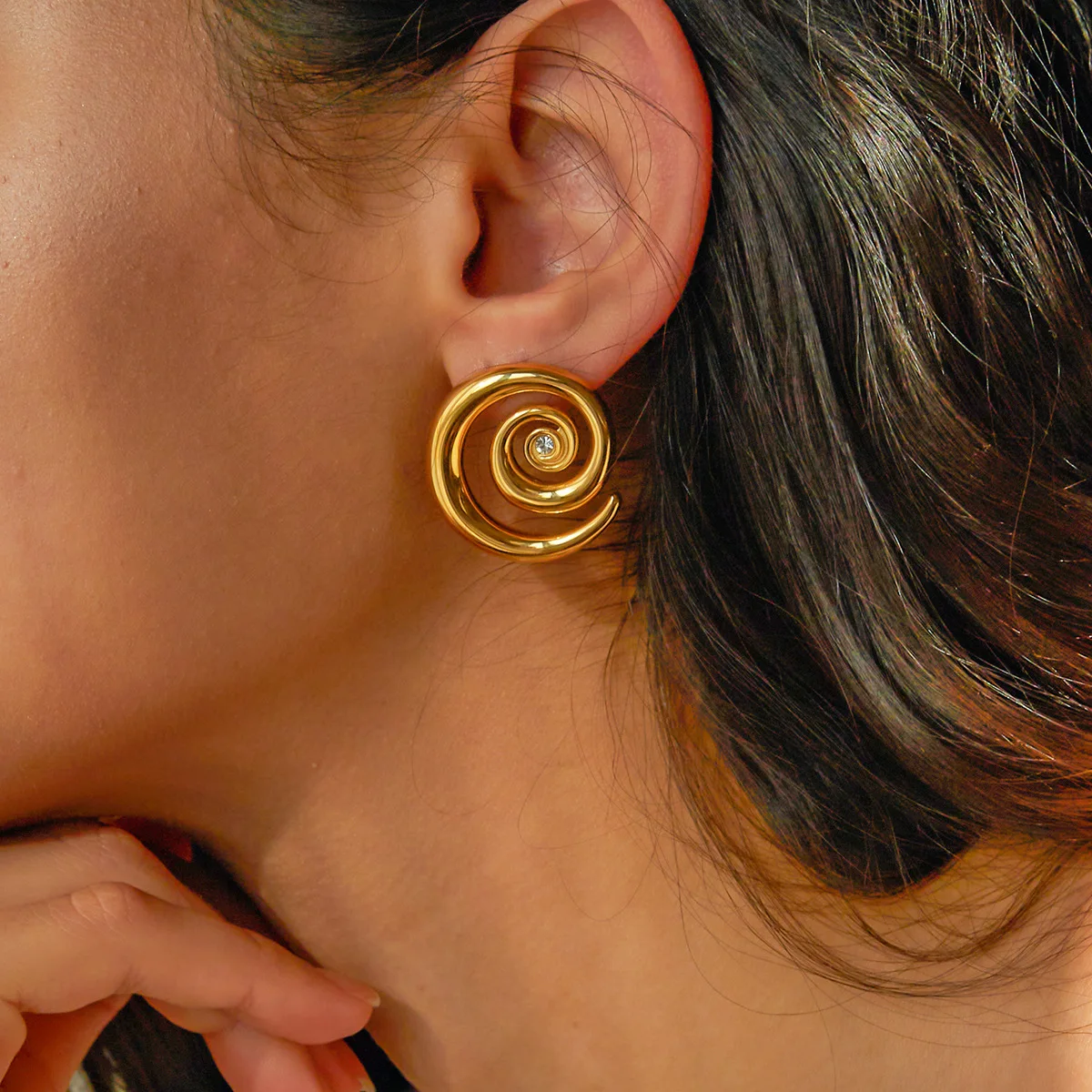 

Stainless Steel PVD 18K Gold Plated Tarnish Twist Stud Earrings For Woman Jewelry Wholesale 2023 Trendy
