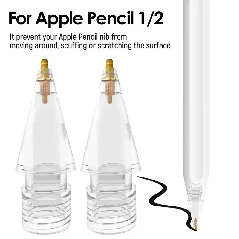 For Apple Pencil 1st/2nd Gen iPencil Nibs Clear Replacement Tips Upgraded Smooth Silent Stylus Nib for iPad Pro Pencil 2/1 Gen