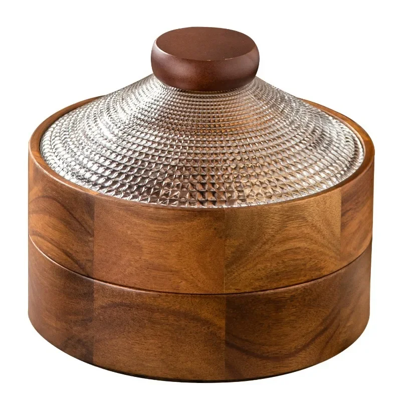 Chinese nut snack storage box, household melon seed box, wedding living room coffee table creative with cover glass display