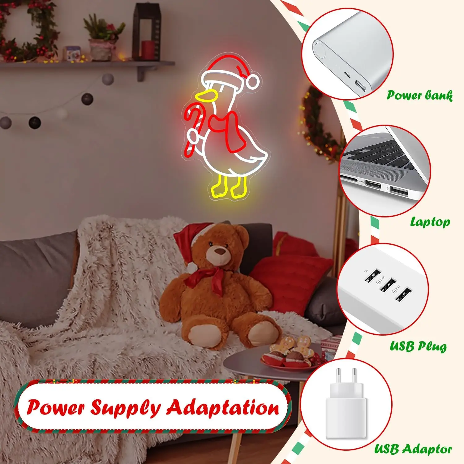 عيد الميلاد أوزة النيون تسجيل سخيف أوزة ضوء النيون تسجيل لغرفة النوم LED تسجيل الشتاء عطلة النيون جدار ديكور أوزة هدية للعائلة