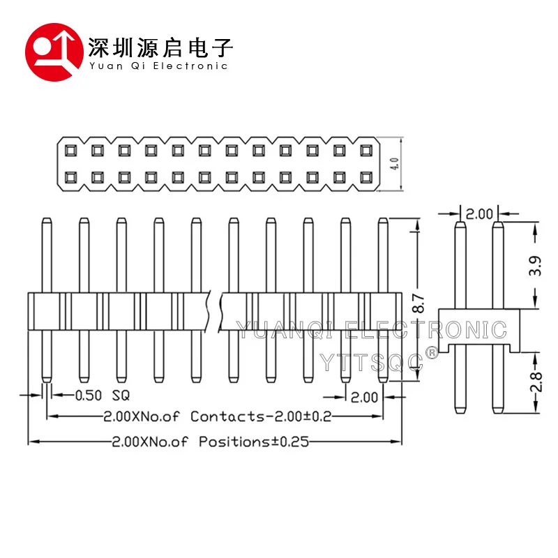 10PCS 2.0MM Dip 2*2/3/4/5/6/7/8/9/10/12/16/20/40/ PIN Double Row PIN HEADER MALE Strip Connector 2X/6P/8P/10P/20P/25P/30P/40P