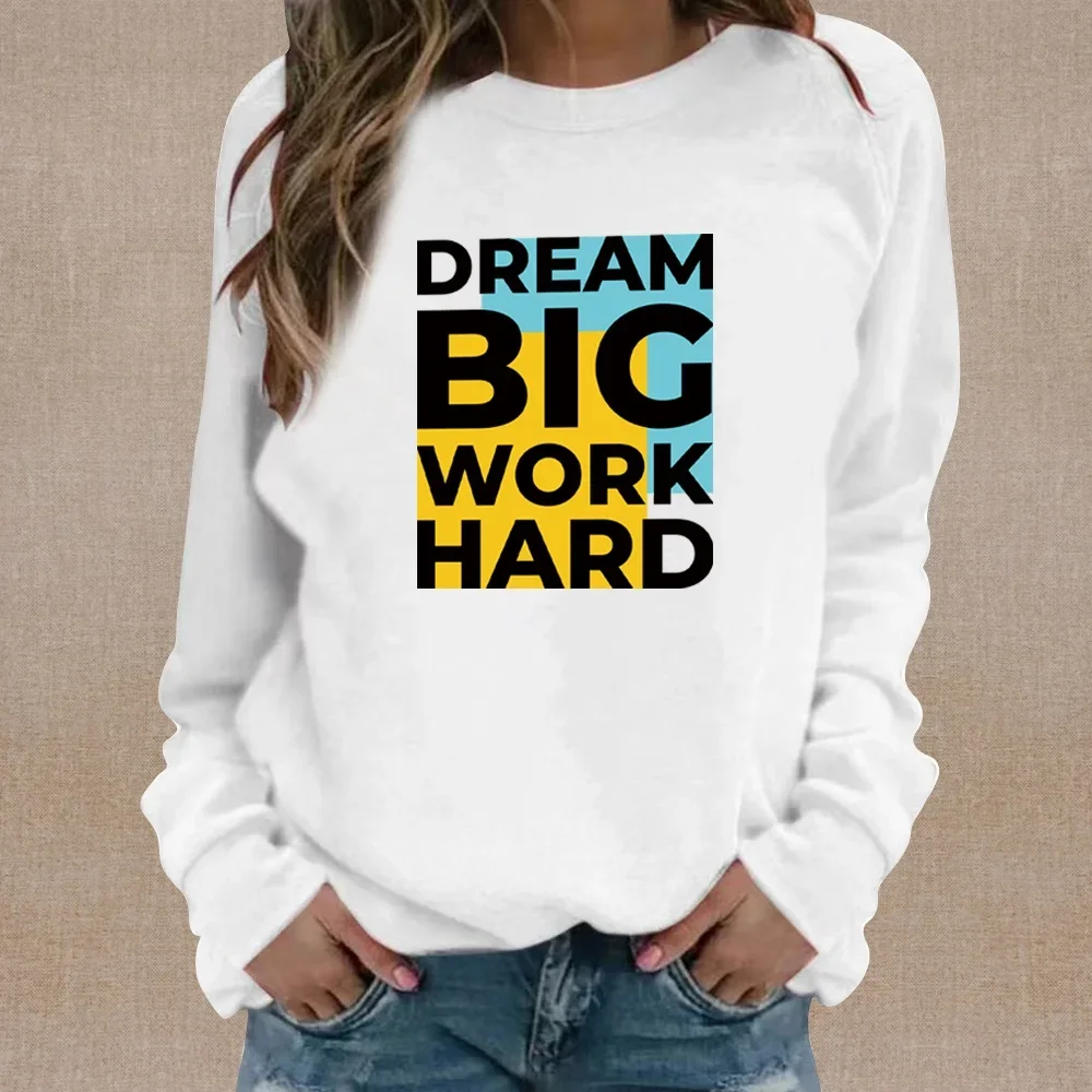 

Women's Lightweight Casual Sweatshirt Word Pattern Printed White Long-sleeved Slim-fit Hoodie Jumper Fashion Women's Clothing