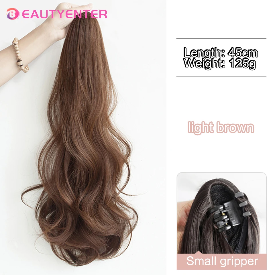 BEAUTYATE-Peruca De Rabo De Cavalo Longo Encaracolado Sintético, Faixa De Cabelo Com Clipe De Garra, Rabo De Cavalo Falso, Fofo, Pode Ser Trançado