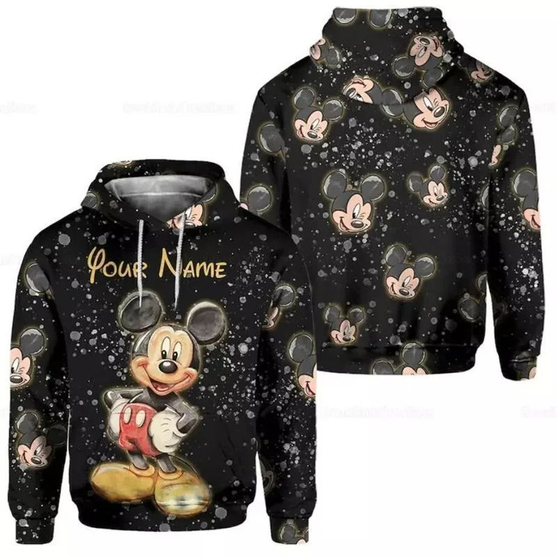 2025 New Personalized Custom Disney Mickey Mouse Red 3D Hoodies for Men and Women Casual Hoodies Boys Girls Christmas Hoodies