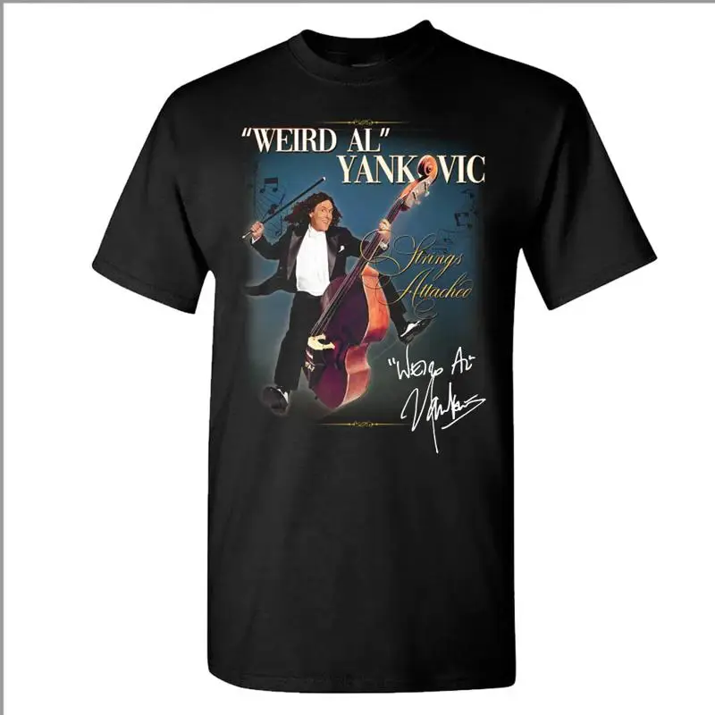 Camiseta de algodón negra de tamaño completo Vtg Weird Al Yankovic Music Tour BL111