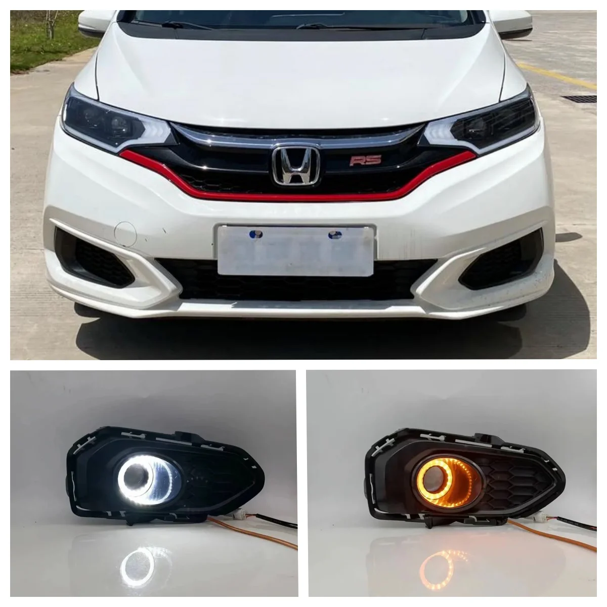 

LED Fog Lights Assembly For Honda Fit Jazz 2018 2019 2020 Dual Color Angel Eye Daytime Running Lights Fog Lamp Accessories Kits