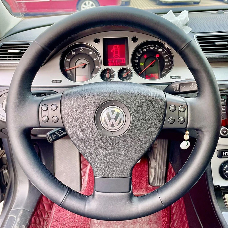 

Customized Hand-sewn For Volkswagen Golf 5 Mk5 VW Passat B6 Jetta 5 Mk5 Tiguan 2007-2011 Car Steering Wheel Cover Braid Leather