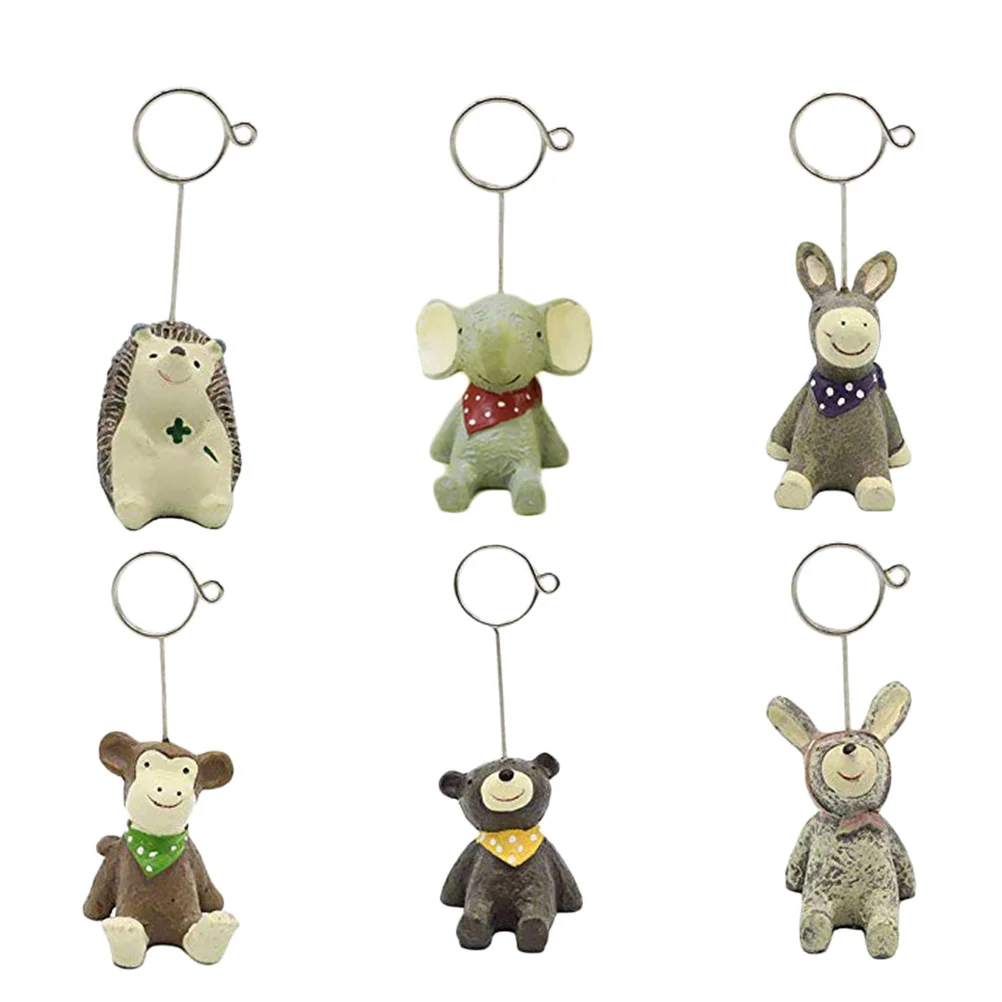 6 قطعة مقاطع رسالة الحيوان خمر الراتنج سطح المكتب مذكرة أصحاب الكرتون صور الجدول حامل بطاقة مكتب ديكور المنزل