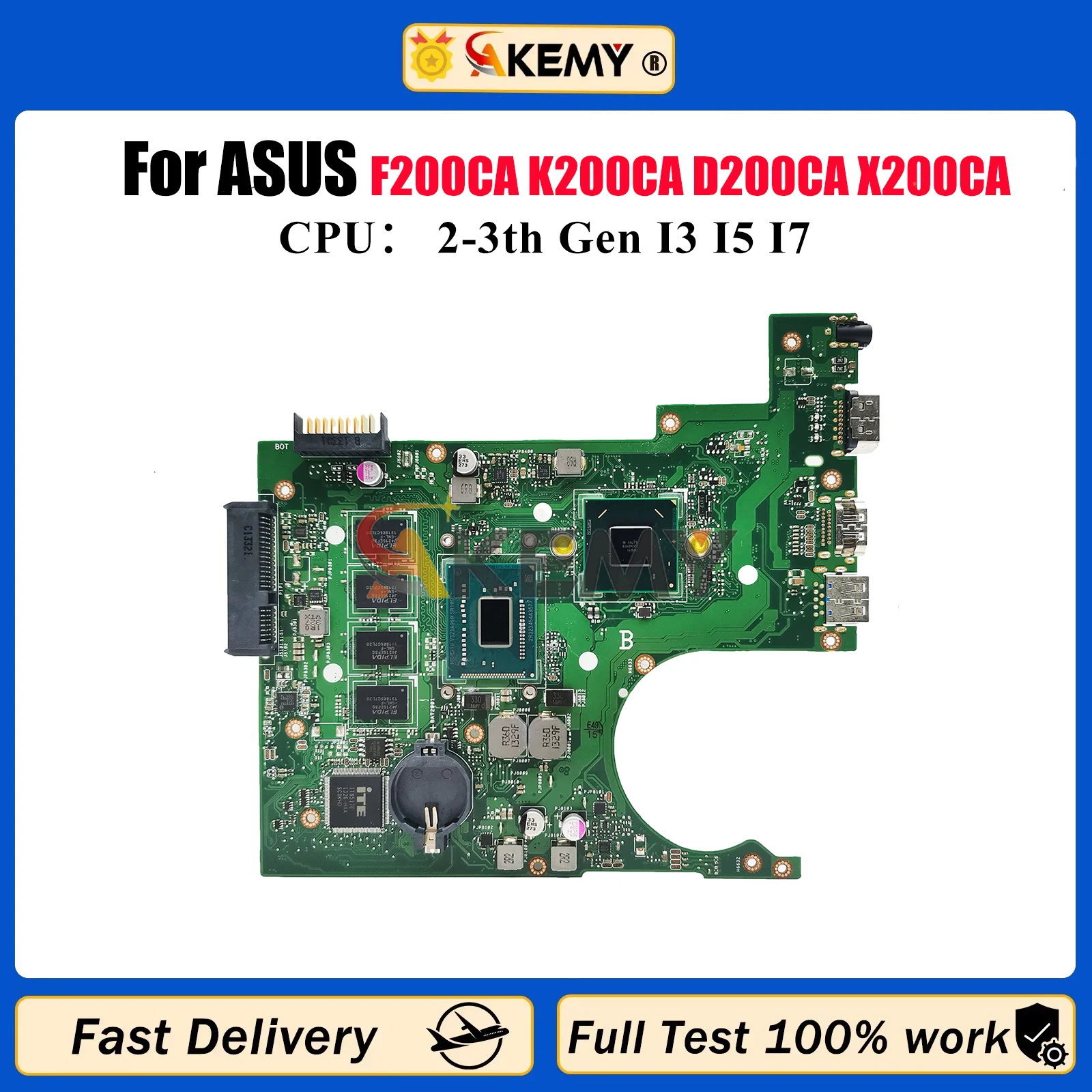 

X200CA Laptop Motherboard For ASUS VivoBook X200C F200CA K200CA D200CA X200CA Notebook Mainboard With I3 I5 I7 CPU 100% tests OK