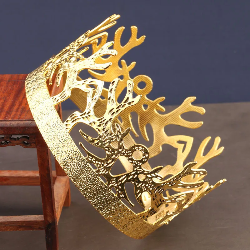 Bridal Crown Baroque New Christmas Deer Antler Crown Gold Color Alloy Crown King Tiaras Bridal Wedding Jewelry Accessories