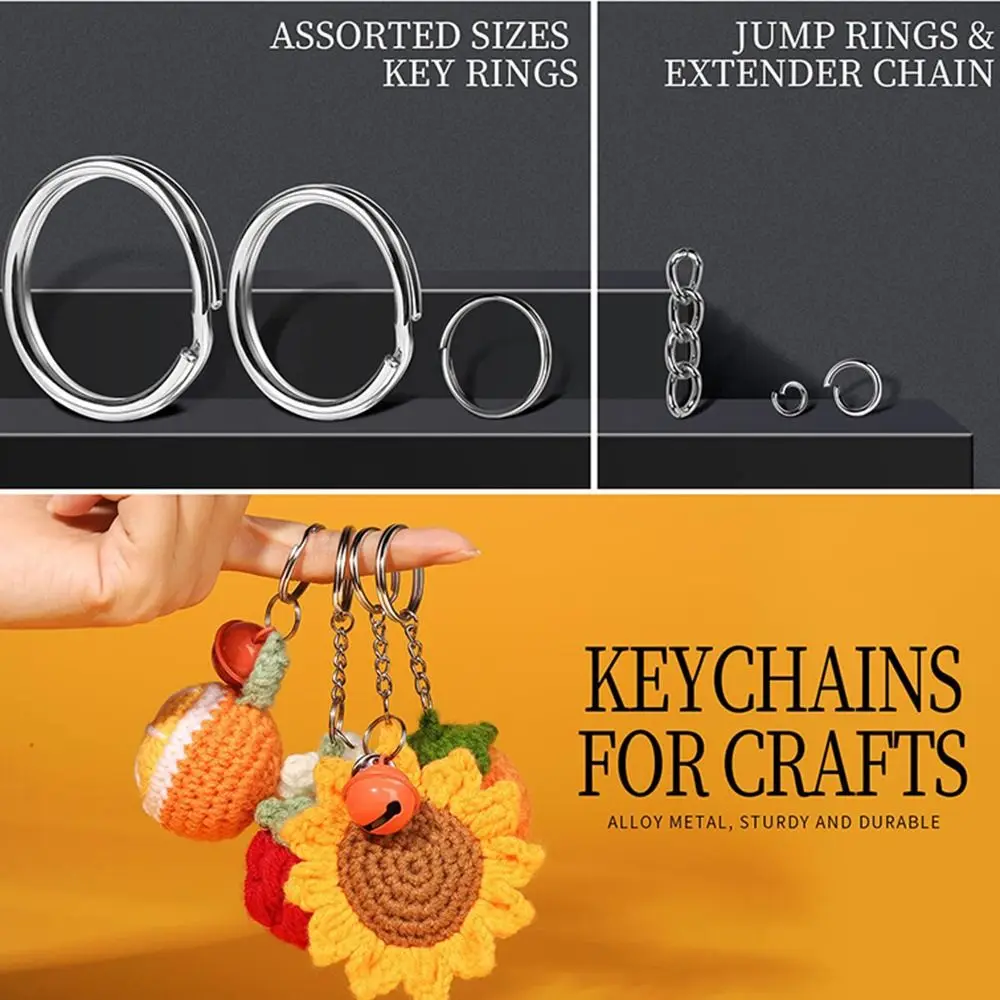 265pcs Lobster Claw Clasp Keychain Making Kit Jumprings Extender Chain Jewelry Making Sets Portable Rust-proof