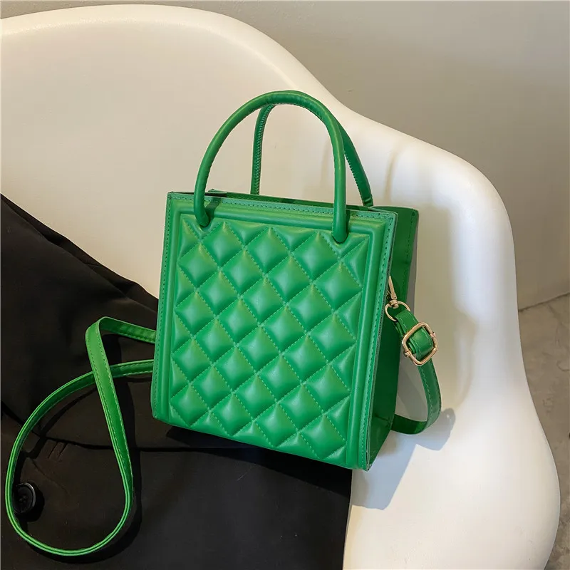 2022 New Fashion Handbags Designer Women Shoulder Bag Plaid Top Handle Bags Crossbody Trendy PU Leather Tote