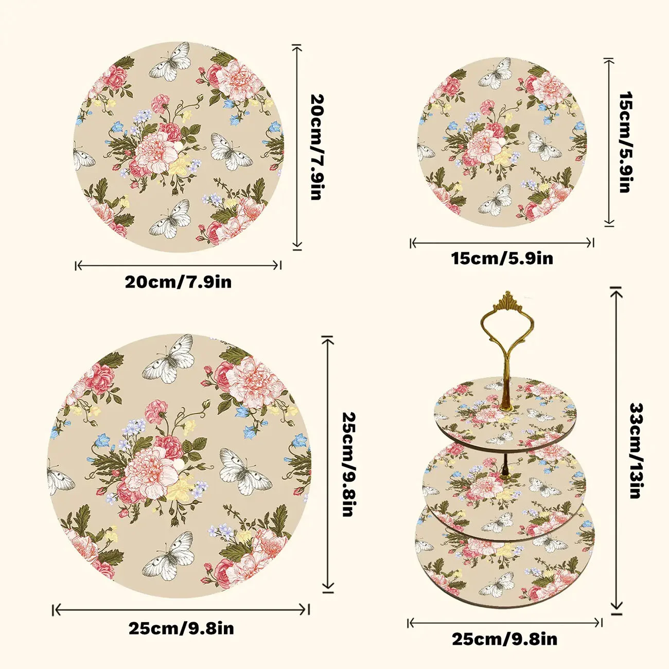 3-layer wooden cake rack, decorated with sturdy cake trays, widely used for detachable dessert display, rack for dried fruits
