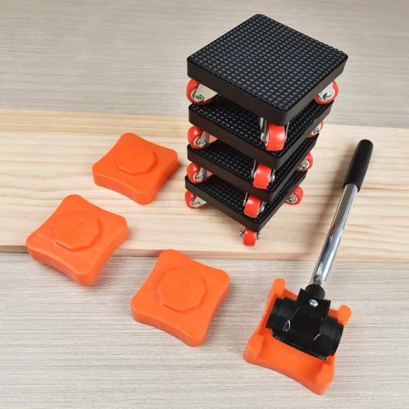 Heavy Duty Furniture Lifter Transport Mover Lifter Slides Wheel Easy Furniture Mover Tool Set Wheel Roller Bar Hand Tools 360°