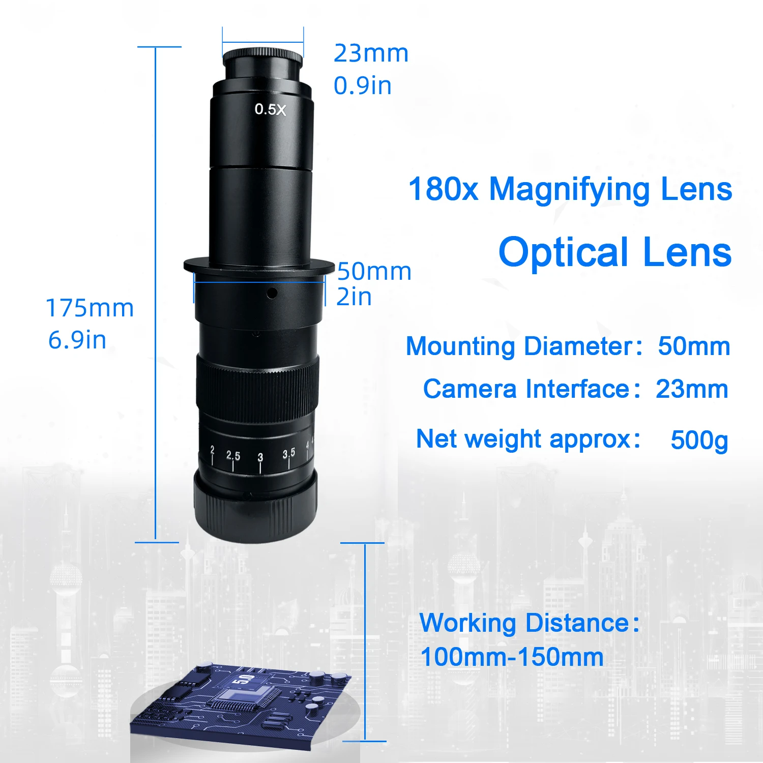 180X C-Mount Zooom عدسة 42 مللي متر قابل للتعديل المجهر العدسة 10-15 سنتيمتر مسافة العمل مايكرو نطاق اكسسوارات الهاتف PCB إصلاح