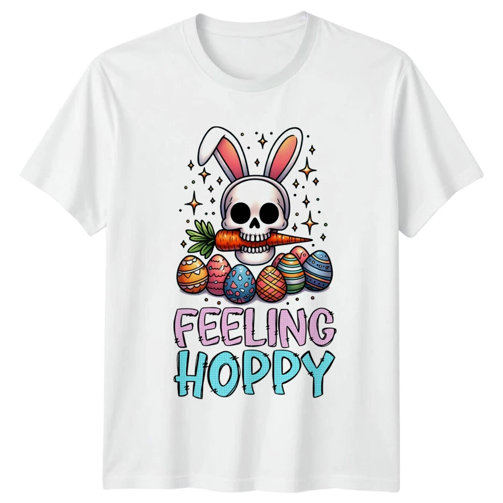 เสื้อยืดลายกราฟิกกระต่ายโครงกระดูกตลกๆ ใส่ไข่อีสเตอร์ ฮาราจูกุ กอธิค ลายหัวกะโหลก เสื้อยืดฮาโลวีน ผู้หญิง ผู้ชาย ใส่ได้