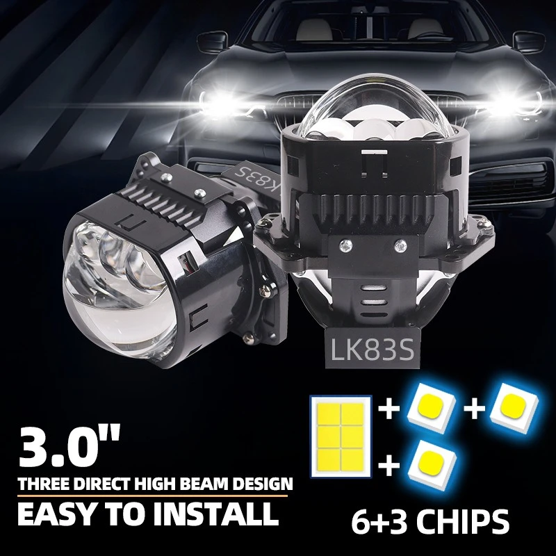 

High Bright LK83S 3 Inch Matrix 160W 6000K Bi LED Projector Headlight with Halo Triple Direct Beam High Low Super Car Retrofit
