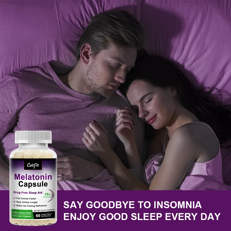 Catfit Melatonin Sleep Capsules Anxiety Stress Relief Sleep Better Pill Pineal hormone Body clock Regulation sleeping