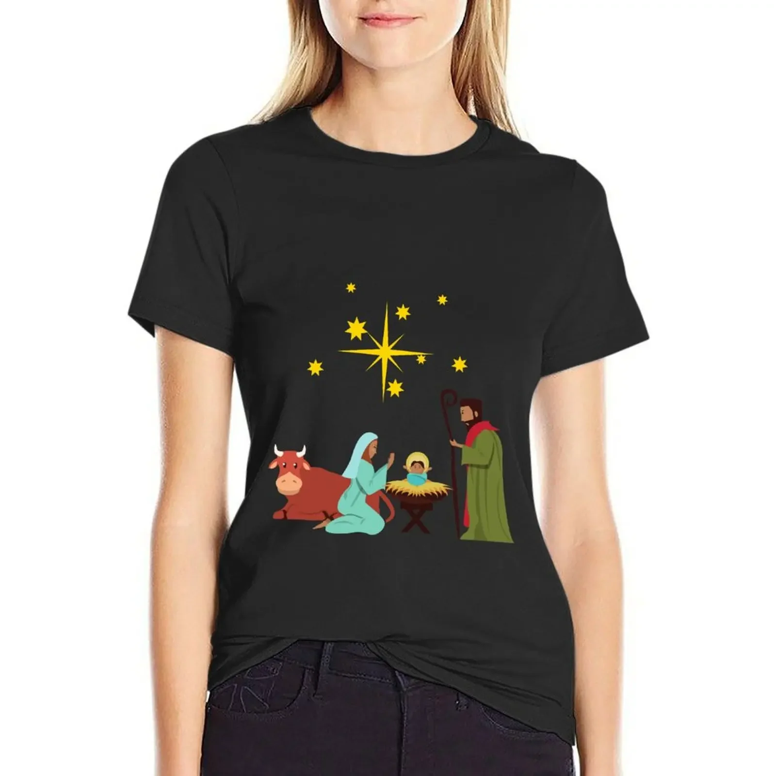 Nativity Scene - Christmas T-Shirt Blouse Aesthetic clothing korean fashion cute clothes t-shirt dress for Women graphic