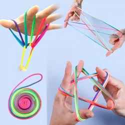 5 Rainbow Colored Nylon Rope Weaving Game Exercise Finger Flexibility Puzzle Small Toy Multiplayer Game Props Fashion Accessorie