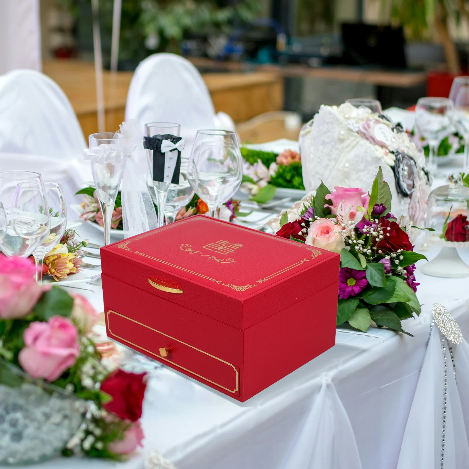

Wedding Jewelry Box Chinese Style Large Capacity Storage for Bracelet Necklace Ring Pendants Trinkets Display Case Gift