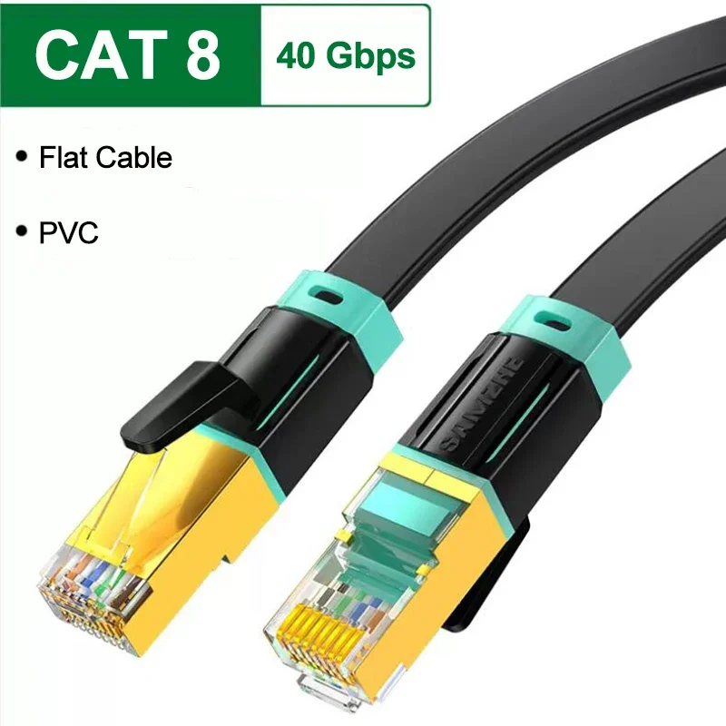 Samzhe Cat8 Ethernet Kabel Sftp 40Gbps Super Speed RJ45 Netwerk Kabel Vergulde Connector Voor Router Modem Kat 8 lan Kabel