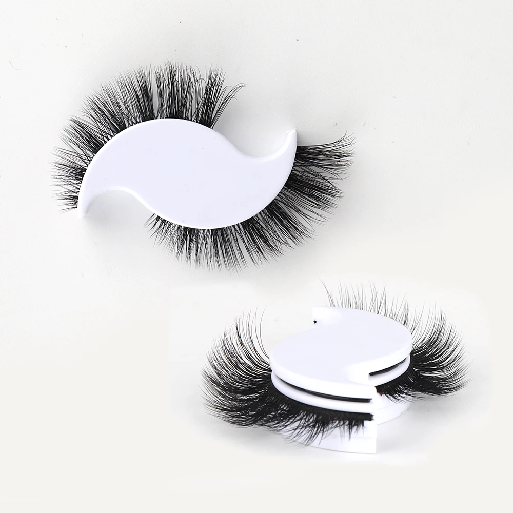 Reusable Self Adhesive False Eyelashes 1 Pair With Mirror Waterproof Natural Look Strip Eyelashes Self Sticking