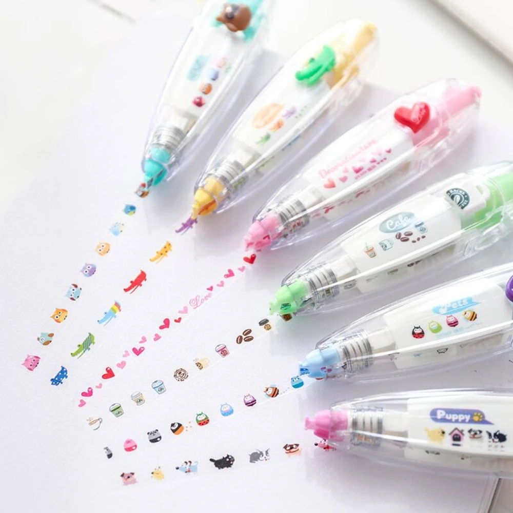 1 pc Kawaii สัตว์ Mechanical ตกแต่งเทปแก้ไข Corrector ไดอารี่ Diy Journal Art Supplies ของขวัญอุปกรณ์เสริมโรงเรียน