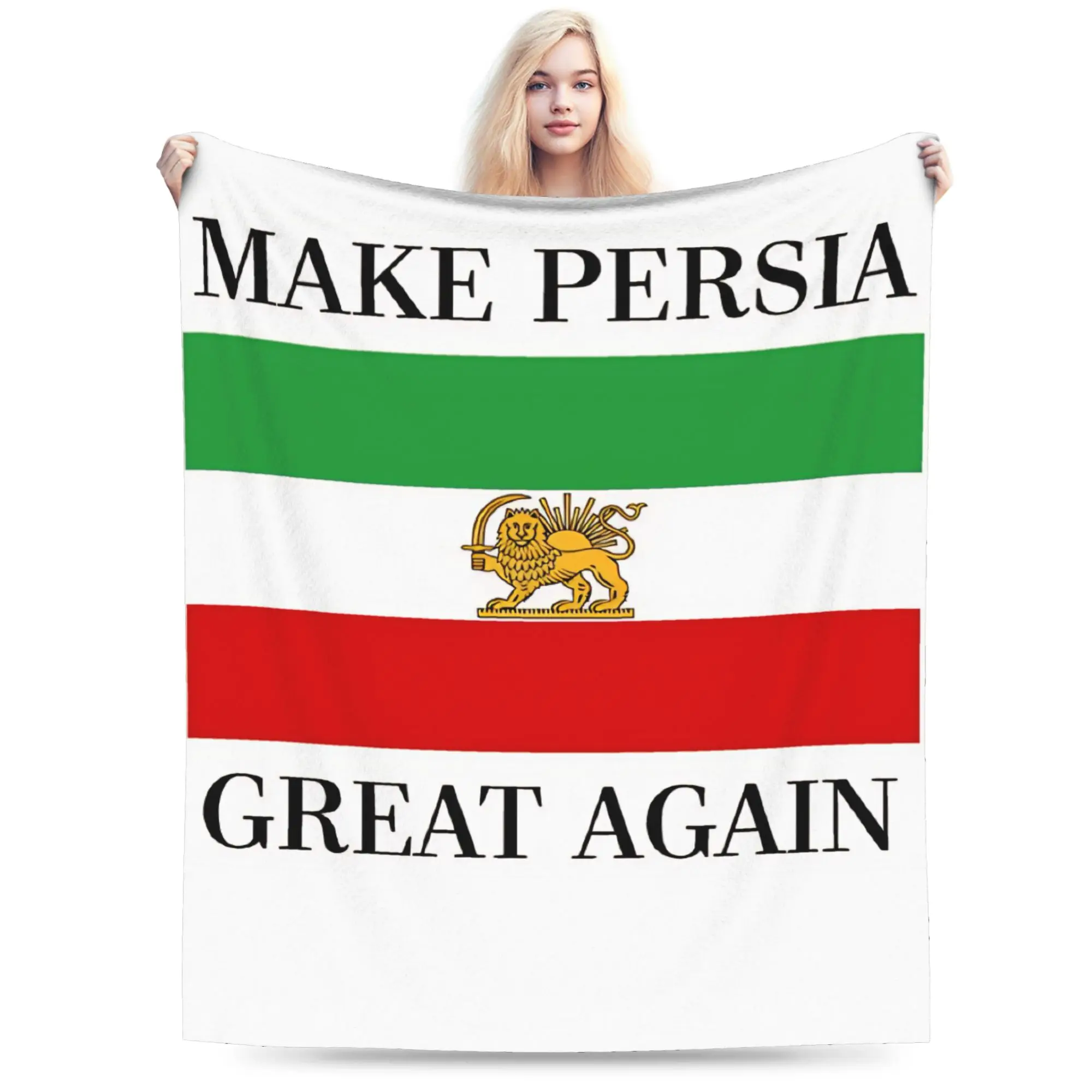 Make Persia Great Again Shah of Iran Flag Blankets Winter  Cozy Bedding Throws For Girls Bedroom Flannel Bedspread Bed Cover