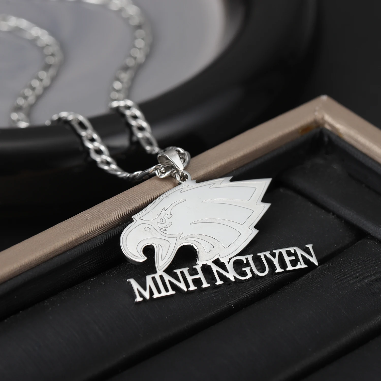 Naszyjnik z logo na zamówienie, personalizowany naszyjnik z dowolnym logo, naszyjnik z ikoną firmy, głęboki grawer na zamówienie, naszyjnik z imieniem dla mężczyzn, prezenty.