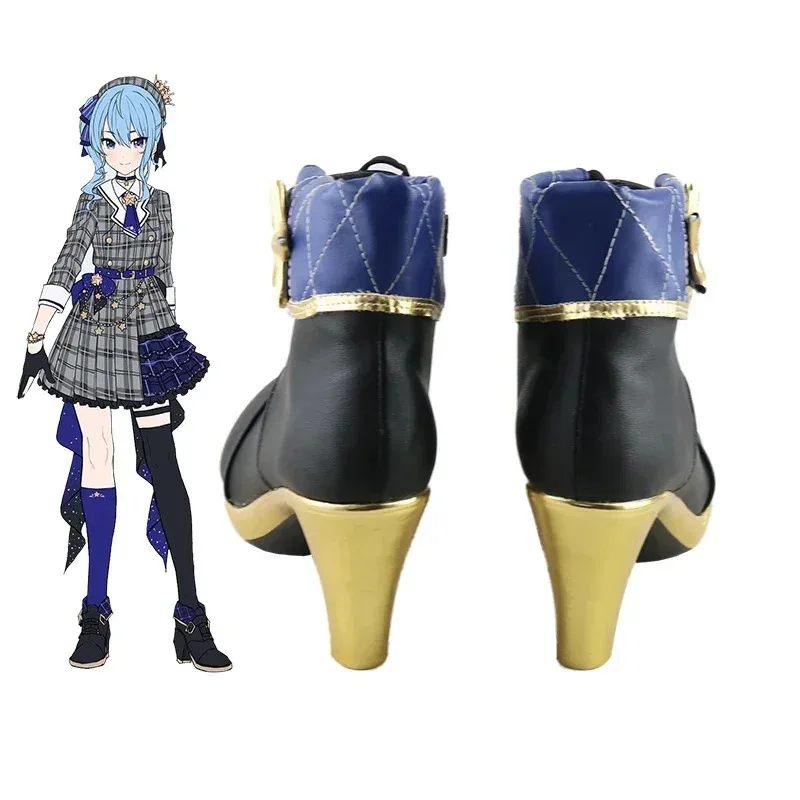 

wiwiwi 123RealCos Vtuber Hoshimachi Suisei Boots Leather Cosplay Accessories Halloween High Heel Shoes For W
