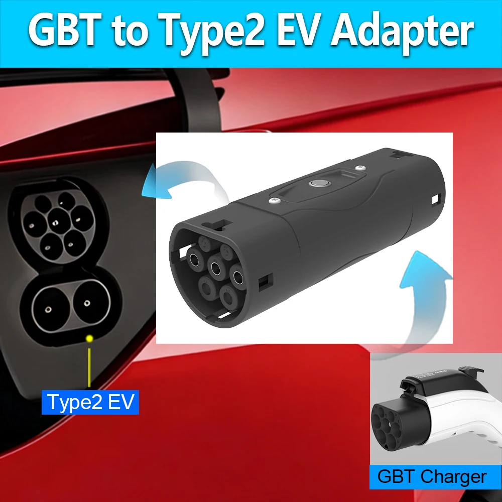 UNIRISE 7.2KW-22KW 1P/3P GBT to Type 2 EV Charger Adapter Max AC 32A For Type2 IEC 62196 Standard Car Socket Charging Converter