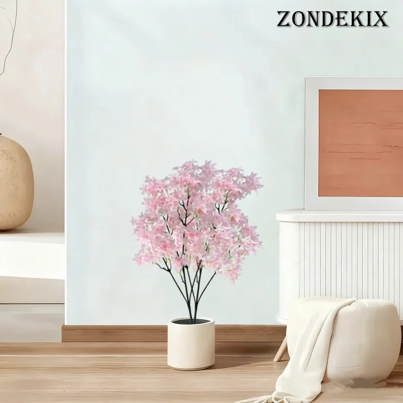 Großer künstlicher Kirschblütenbaum, lebendiges rotes Sakura-Set aus Kunststoff, Hochzeiten, Gärten, ideal für Weihnachten, perfekt für Thanksgiving – Detail 7