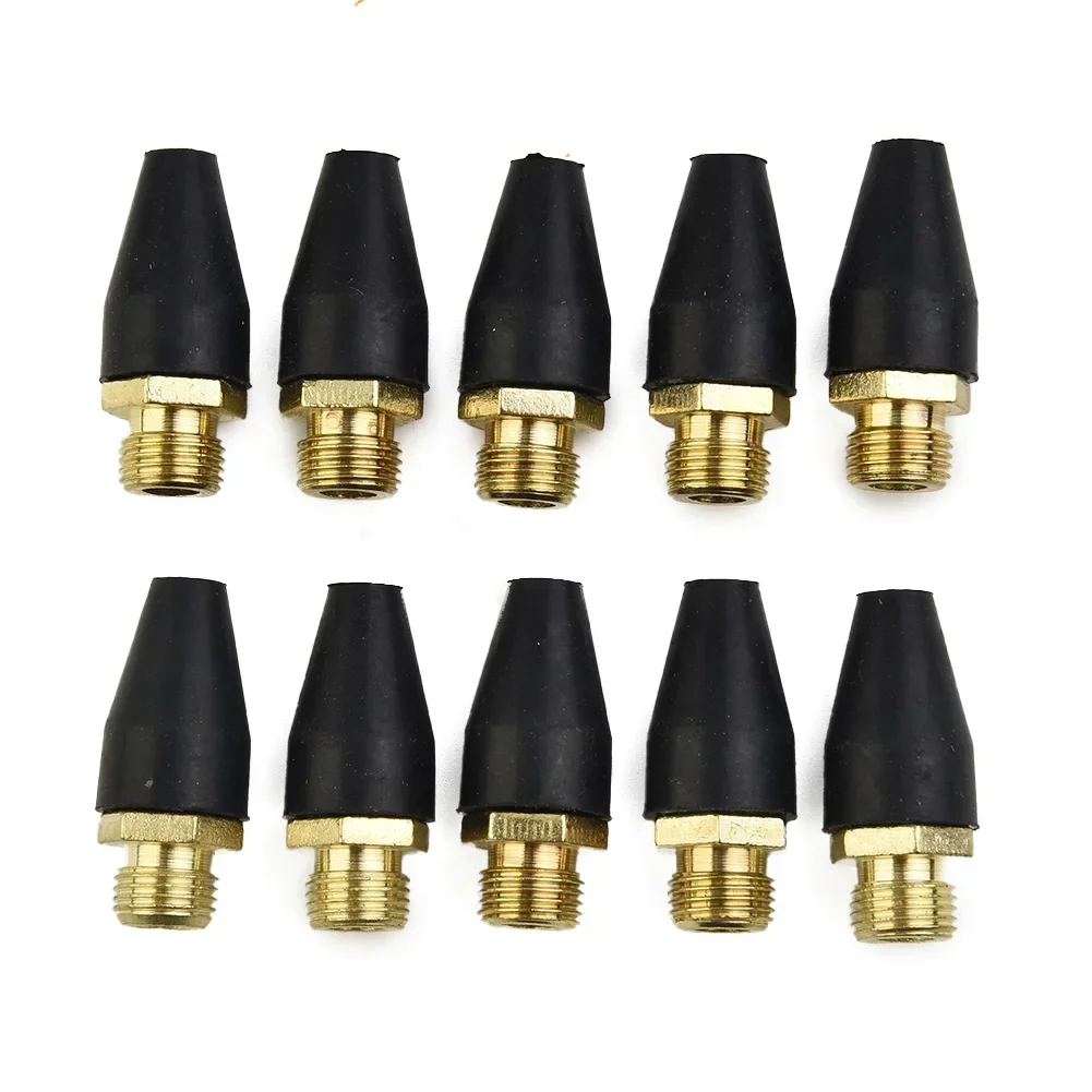 10pcs  Air Nozzle Replacement Tip For Air Blow Guns Pneumatic Tool Replacement Head 1/8 Inch NPSM Male Rubber Brass Tip