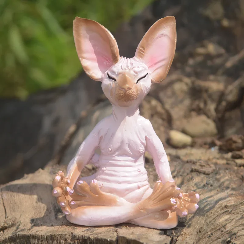 8cm Cat Meditate Statue Collectible Figurines Miniature Decor Sphynx Desktop Decoration Animal Model Figure 3D Home Decor Sphinx