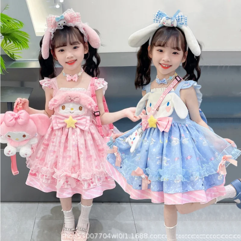 Girls' Summer Outfit Cinnamoroll Dress 2024 Children'S Lolita Princess Dress Girl Melody Cute Birthday Party Daily Dress Gifts