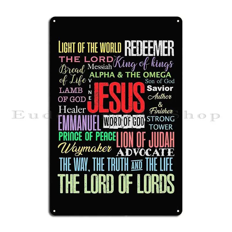 Names Of God Lord Jesus Christ Bible Verse Christian Gifts Store Metal Plaque Poster Bar Cave Wall Decor Print Tin Sign Poster