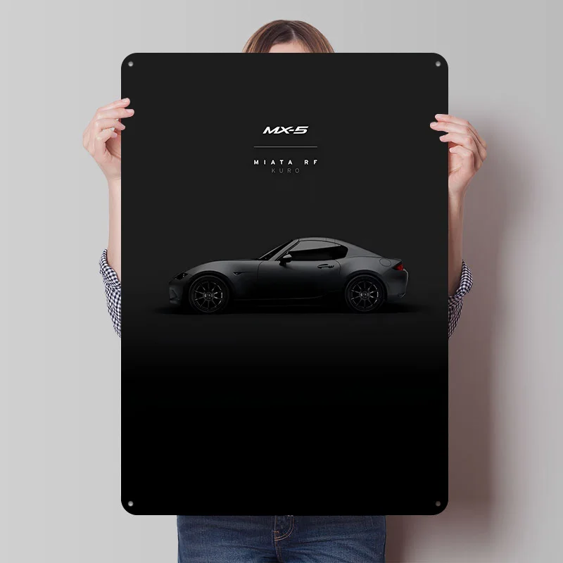 MX-5 Miata RF Kuro Car Metal Poster Customized Wall Art Retro Vintage Tinplate Signs for Man Cave Garage Decoration Room Decor