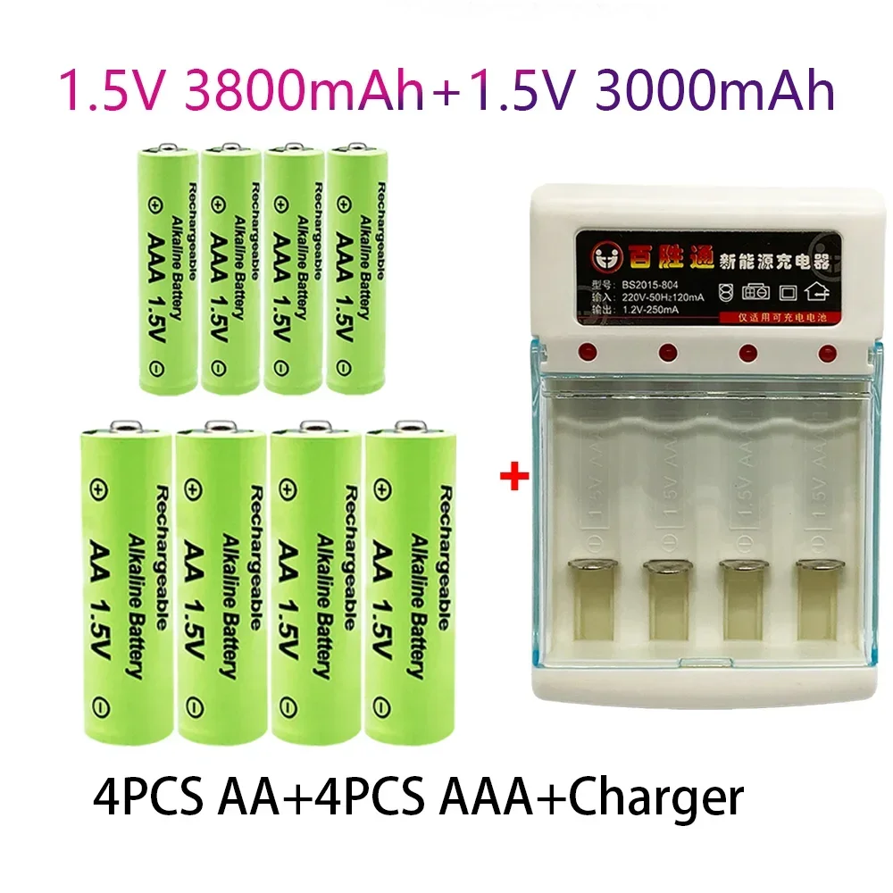 100% Original 1.5V AA3.8Ah+AAA3.0Ah Rechargeable battery NI-MH 1.5V  battery for Clocks mice computers toys so on+free shipping