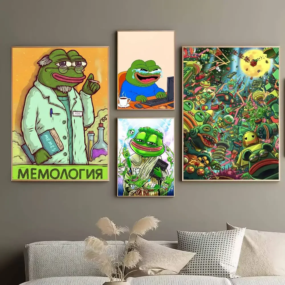 ملصق Pepe The Frog عالي الدقة ذاتي اللصق مقاوم للماء مثالي لتزيين غرفة المعيشة وغرفة النوم