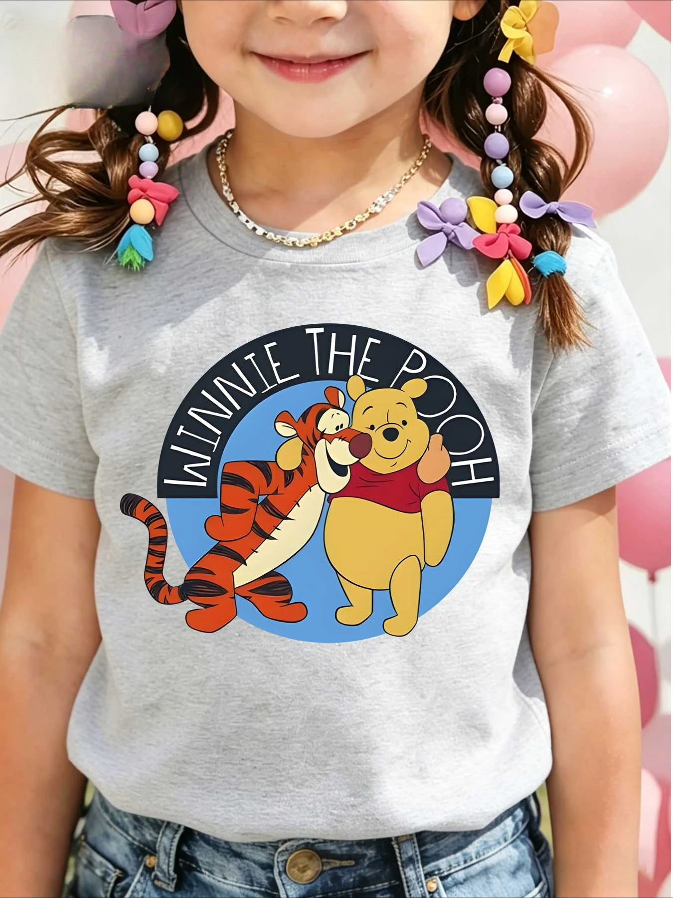 2026 new Summer Children's Parent-Child Winnie The Pooh Multi-Color Printed Cotton Sports Casual Comfortable T-Shirt