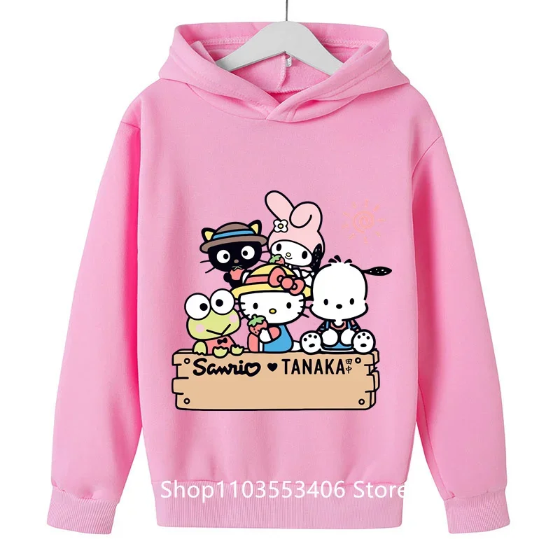 2024 new spring and autumn children's hoodie HelloKT printed pure cotton casual outdoor fashion boys and girls hoodie