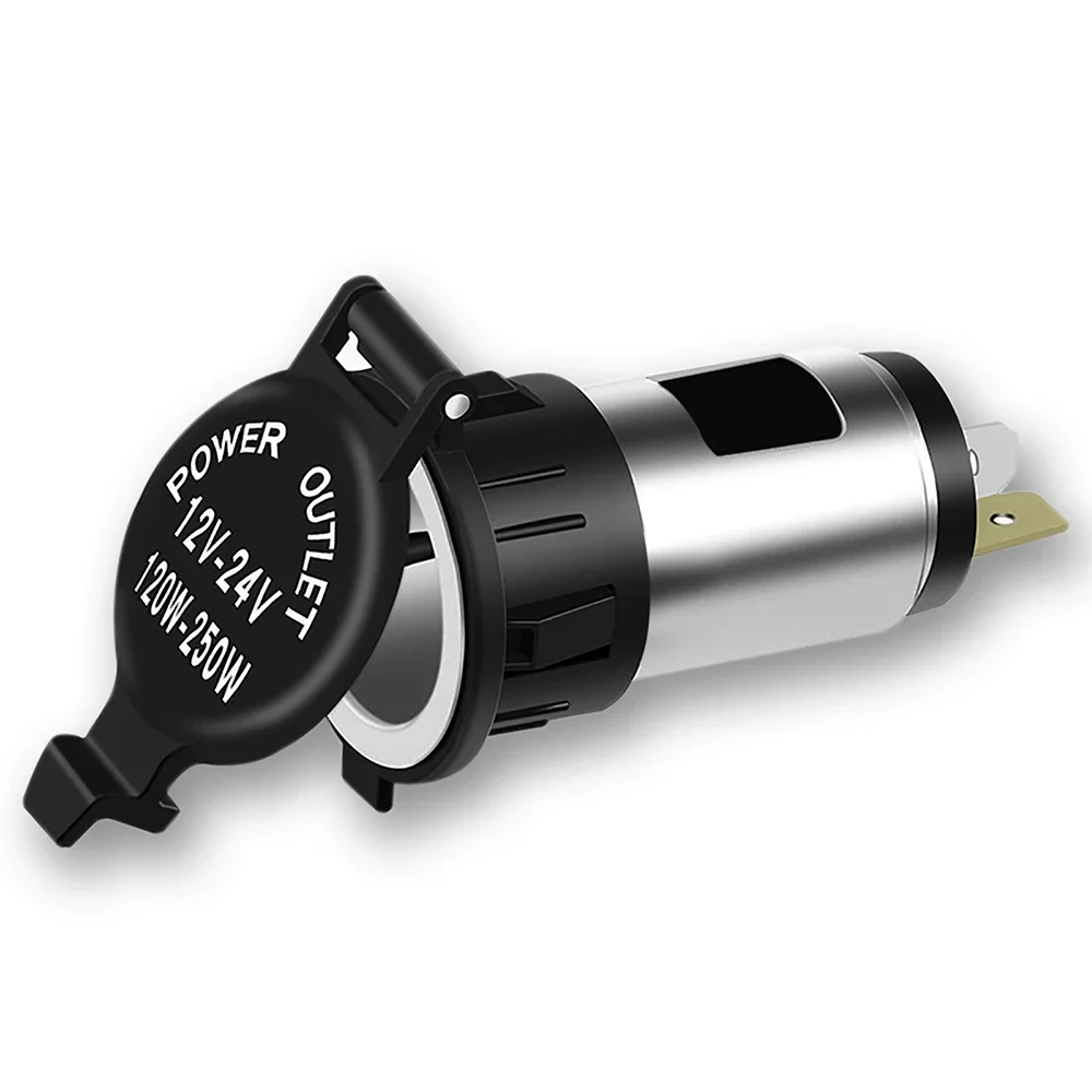12-24V Waterproof Car Cigarette Lighter Socket Power Outlet with Lighter Plug,Metal Shell 120-250W for Car Truck Motorcycle