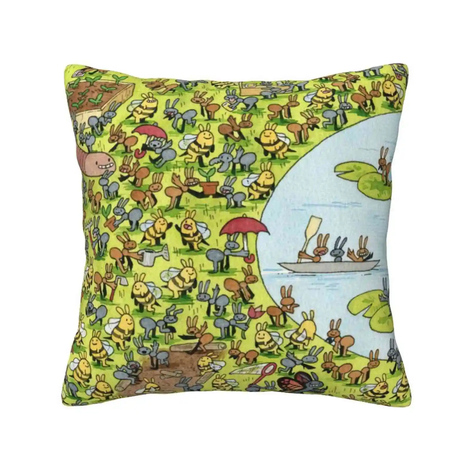 

Spring Ants Throw Cushion Pillow Cover Spring Ants Cute Watercolor Bees Season