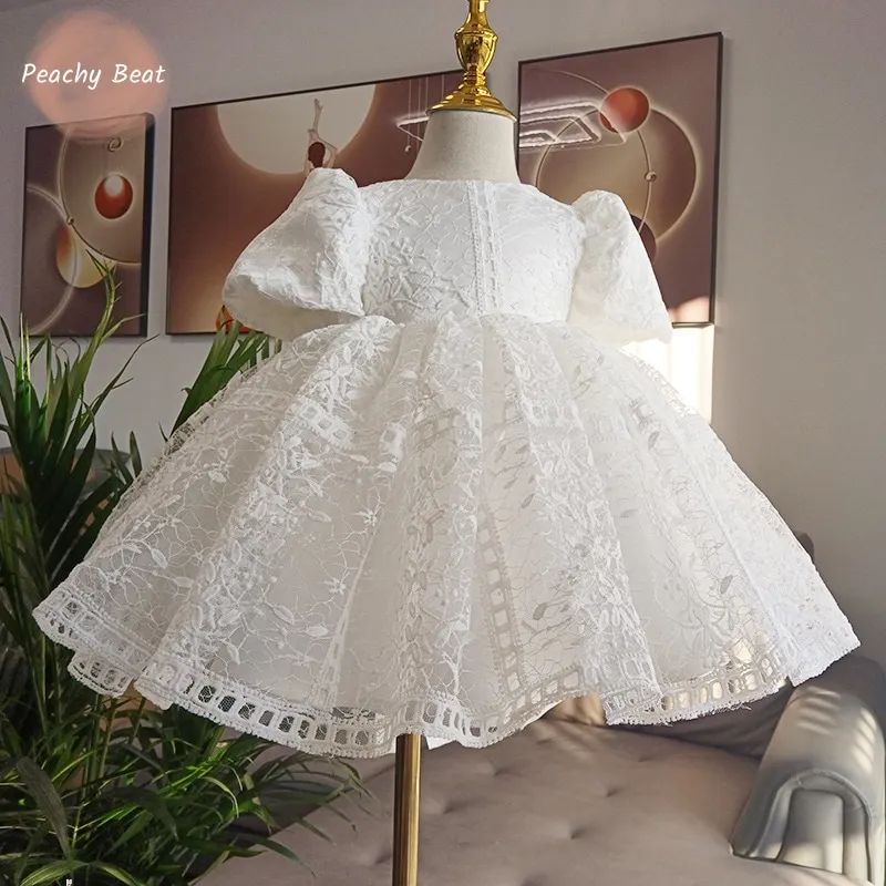 Fashion Baby Girl Princess Lace Tutu Dress Infant Toddler Child Puff Sleeve Embroidery Vestido Party Birthday Baby Clothes 1-12Y