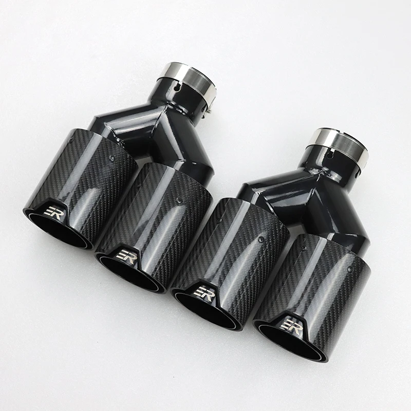 

Automotive Parts Y-Piece Dual End Tail Pipes Double Wall Stainless Quad Exhaust Tip Carbon Fibre Black Exhaust Tailpipes